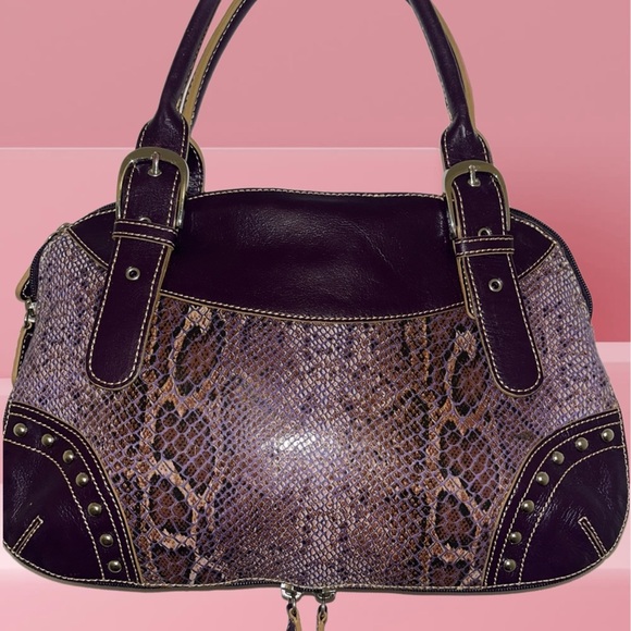 SHARIF Purple Snake Embossed Shoulder Bag - Picture 2 of 4